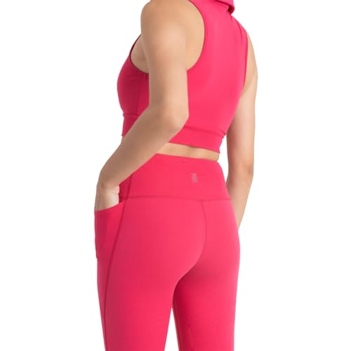 Image of HUNNIT 2 in 1 Sports Bra Crop Top - women's Polo Neck and Racerback styles with Medium Coverage, Lightly Padded, Stretchy Sports Bra perfect for Gym Workout and Sweat Wicking Fabric