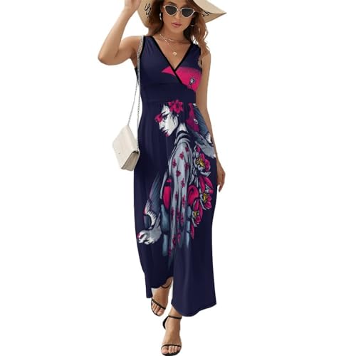 Robe Maxi Col V Style Japonais Idéale pour la Plage