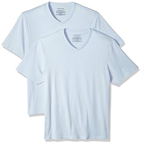 Amazon Essentials Men's 2-Pack Regular-Fit Short-Sleeve V-Neck T-Shirt, Light Blue, XX-Large