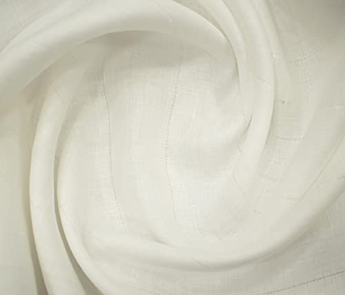Image of Men's European Linen 60 LEA Striped 1.70 Meter Unstitched Shirting Fabric (White)