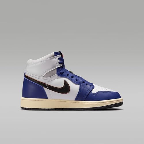 Air Jordan 1 High OG Big Kids' Shoes (FD1437-100, White/Neutral Grey/Deep Royal Blue/Black)3