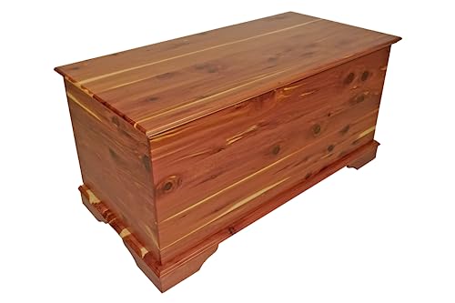DutchCrafters Rustic Solid Wood Natural Wooden Cedar Chest, Aromatic Cedar Scent - Linen Blanket Storage Chest, Clothes Storage Trunk, End of Bed Storage Bench - Amish Made in USA (36\" Width)