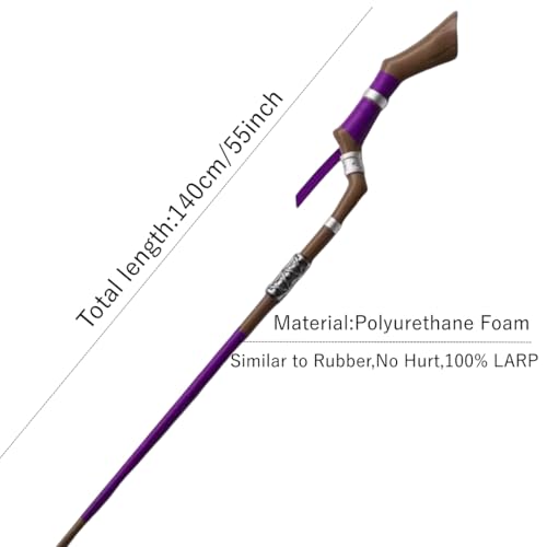 damdos Halloween Prop 55\" Fern Wands Frieren Cosplay Weapon,Frieren Staff Fern Walking Stick Beyond Cosplay Prop Costume Prop Birthdays Gifts - Thumbnail 3