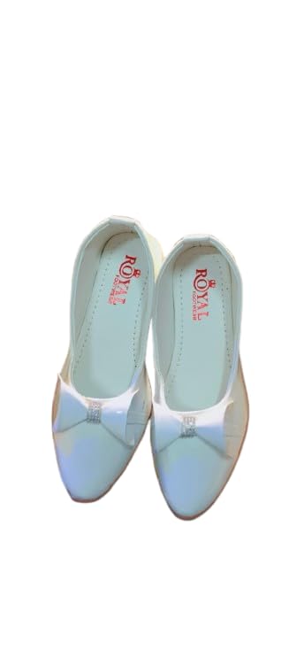 Women's Ballet Flats Bellies Shoes | Comfortable Slip-On Casual Footwear with Decorative Bow Detail | Lightweight Shoes for Office, College, Travel, Party & Casual Use | White-image-16