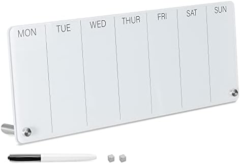 Navaris Desktop Weekly Planner - Magnetic Whiteboard Days of The Week Memo Board Glass Organiser with Magnets and Marker for Desk at Work Office Home
