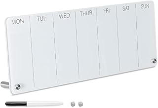 Navaris Desktop Weekly Planner - Magnetic Whiteboard Days of The Week Memo Board Glass Organiser with Magnets and Marker for Desk at Work Office Home