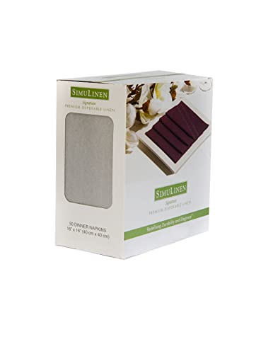 Simulinen Colored Disposable Dinner Napkins – Decorative, Linen-Feel, Elegant & Cloth-Like – Silver - Absorbent & Durable - Weddings, Parties And Holidays! – Perfect Size: 16"X16" Box Of 50 #TOP4