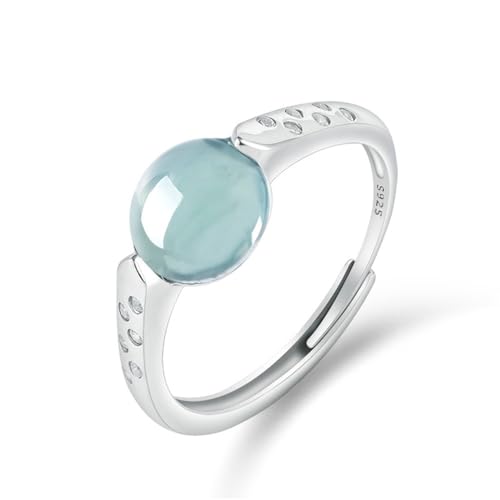 CYJAZNHH Bague en pierre de Jade, Bague en jade vert for femme, argent S925, réglable, 15-21 mm