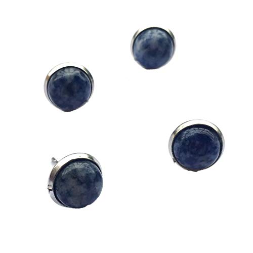 8mm 10mm 12mm Natural Crystal Stones Stainless Steel Post Stud Earring Set Vintage Round Pack Jewelry