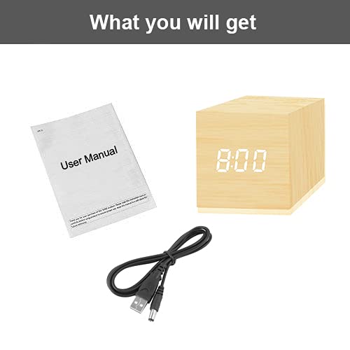 image for JALL Digital Alarm Clock, with Wooden Electronic LED Time Display, 3 D