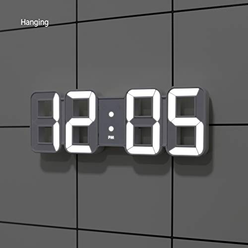 mooas 3D Pure Mini White LED Clock, Multi-Function LED Clock (Calendar, Alarm, Temperature) (8.5" White Table Alarm Clock) - Image 5