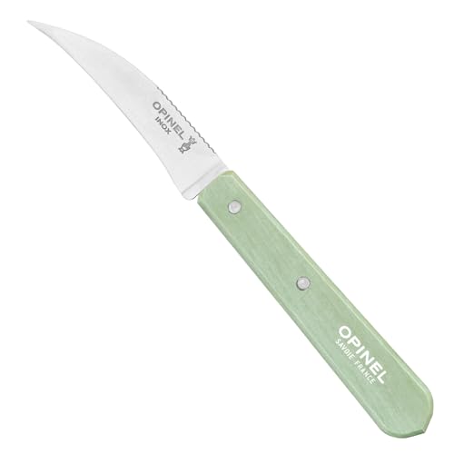 OPINEL Gemüsemesser N°114 Salbeigrün, Griff aus lackiertem Weißbuchenholz, Klinge aus Edelstahl, 10000930, Grün, Rostfrei