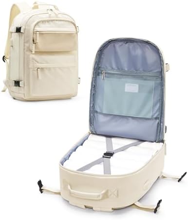 WEPLAN Travel Backpack for Women,Waterproof Carry on Backpack,Personal Item Travel Bag Flight Approved, with USB Charging Port,beige WEPLAN Travel Backpack for Women,Waterproof Carry on Backpack,Personal Item Travel Bag Flight Approved, with USB Charging Port,beige