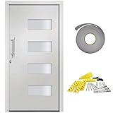 Qnhdfrt Haustür 100x200 cm - Eingangstür aus Aluminium und PVC mit 5-fach Verriegelung, 3-fach ISO-Verglasung und komplettem Montageset, Links nach innen öffnend, Weiß