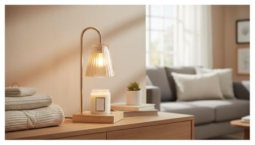 Mikasa Electric Candle Warmer with Amber Glass Shade - 13.8 Inch Lamp Warmer with Wooden Base, 50 Watt Halogen Bulb Included, Dimmer Switch, Safe Flameless Fragrance for Home Décor by Mikasa - Used condition - Image 3