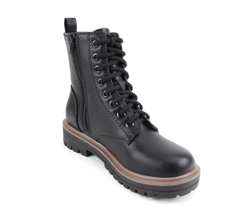 Image of Soda FIRM - Lug Sole Combat Ankle Bootie Lace up w /Side Zipper
