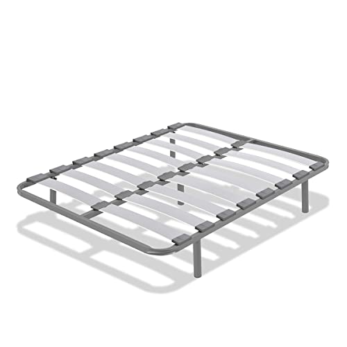 Cama express Somier Hermes con Patas de 32 cm | Estructura de Madera y Estructura de Tubos de Acero | Tacos Anti Ruido | Ideal para Dormitorio y Habitación de tu Hogar | Medidas: 135 x 190 cm