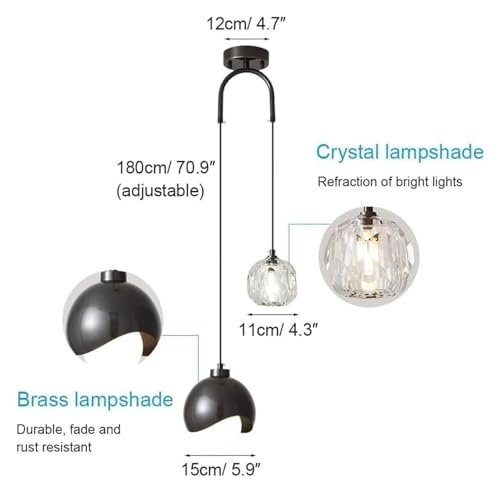 Lámpara de araña de cristal moderna con iluminación minimalista ajustable para el hogar 4