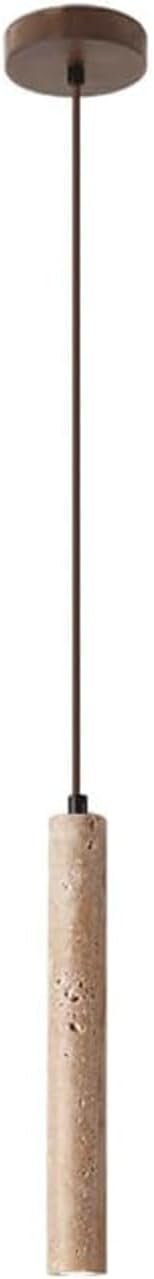 Yellow Travertine Light Natural Stlinear 1-Light Bedside Chaner Japanese Wabi-Sabi Style Hanging Light Fixture for Dining Room