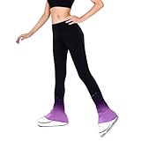 LIUHUO Eiskunstlaufhose für Mädchen, Farbverlauf, Plus Samt-Trainingshose