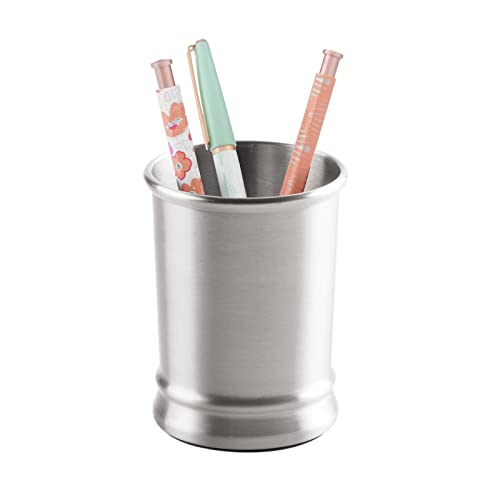 Mdesign Modern Stainless Steel Bathroom Cup, Toothbrush Holder, Countertop Tumbler Cup For Rinsing And Drinking, Accessories And Makeup Brush Organizer For Vanity, Elwyn Collection, Brushed/Chrome #TOP25