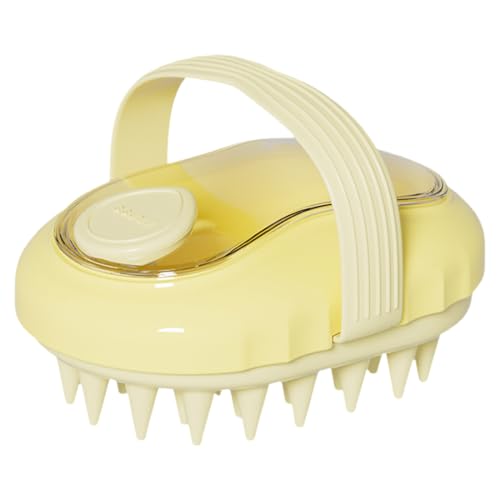 Cepillo Masajeador de Silicona para Cuero Cabelludo – Cepillo Exfoliante para Champú, Estimula el Crecimiento del Cabello, Elimina la Caspa, Uso en Seco & Mojado, Masaje Relajante (Amarillo)
