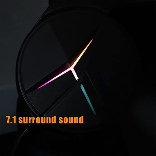 Gaming Headset, 7.1 Surround Sound Bedrade Over Ear Hoofdtelefoon met Noise Cancelling Microfoon, Kleurrijke RGB Lichten, Geschikt voor PC, voor PS4, voor PS5 Host, voor Laptop - Afbeelding 3