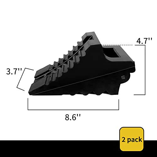 Roblock Solid Rubber Wheel Chocks Heavy Duty Trailer Chock -2 Pack Black, 8.6" Long X 3.7 Wide X 4.7" High For Car, Travel Trailers, Rv, Truck, And Atv #TOP1