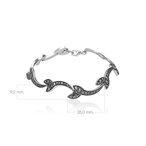 Gemondo USA 925 Sterling Silver Swirling Marcasite Bracelet 7 inch in Length3