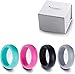 SYOURSELF Silicone Rings Mens, Rubber Wedding Rings, 6 Pack Thick, Breathable, Stackable, Comfortable, Wide Ergonomic Design Rubber Wedding Rings Bands for Sports, Outdoors + Gift Box
