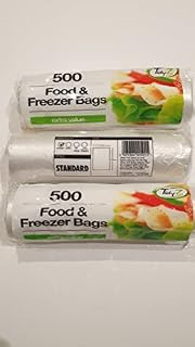 1500 Food & Freezer Bags 3 Packs of 500 Storage Food Freezer Strong Large Reusable Fresh Lunch Bags On Roll Packed Fridge Freezing All Food Type Used Standard Strength by Tidyz