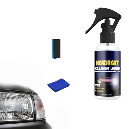 Car Headlight Cleaning and Restoration Agent,Advanced Car Headlight Cleaner and Restorer,Automotive Headlight Polish for Oxidized,Yellowed & Cloudy Headlamps,UV Protection & Hydrophobic Coating (1PC)