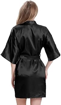 KIMU® Kimono Petrol Kort - Maat L-XL - Yukata Satijn Boven De Knie Korte Oliekleur Ochtendjas Japanse Kamerjas Sexy Satijnen Badjas Geisha Vogels Da Carnaval