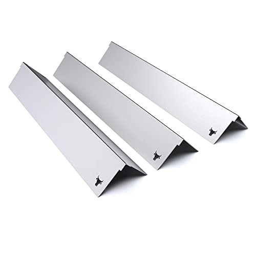 tuning-art GA06 Gasgrill Brennerabdeckung Edelstahl kompatibel mit Napoleon Grill Rogue 425er Freestyle 365er | Brennerschutz | Rostfrei | 100% Passgenau | Bullenmotiv, Farbe:3er Set Matt Bulle