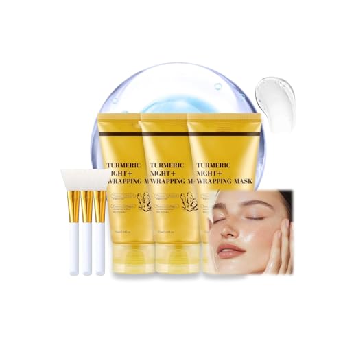 Mascarilla Nocturna de Cúrcuma y Ácido Kójico, Mascarilla Nocturna de Cúrcuma y Ácido Kójico, Mejora la Elasticidad, Elimina Puntos Negros y Da Ilumina la Piel
