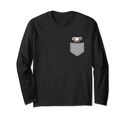 Divertido koala en tu bolsillo animal de vida silvestre Manga Larga