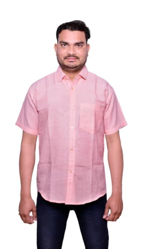 Image of Men's Casual Shirt | Half Sleeve Khadi Cotton Shirt | Regular Fit Stylish Summer Wear | Comfortable Daily & Office Casual Shirt for Men