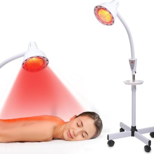 275W Infrared Light Therapy Lamp - Red Near Infrared Heat Lamp for Joint Muscle Pain, Adjustable Standing Lamp Head with Freely Adjustable Temperature