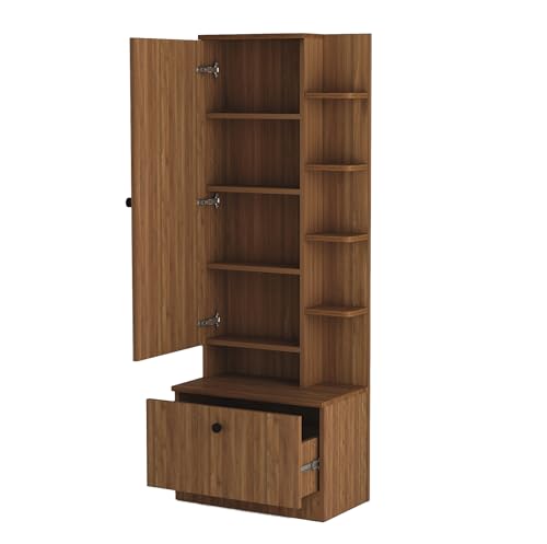 Image of DesignFit Engineered Wood Dressing Table with Mirror and Storage,Vanity Table with Closed and Open Storage for Bedroom, Home & Living Room (Walnut)