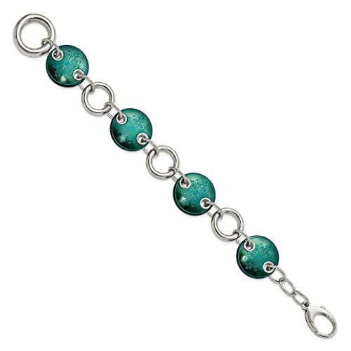 Edward Mirell Black Titanium And 925 Sterling Silver Polished Fancy Lobster Closure Anodized Teal Bracelet 8 Inch Jewelry Gifts For Women #TOP2