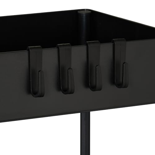 Relaxdays Rollwagen, 4 Ebenen, H x B xT: 93 x 40 x 22 cm, 4 Rollen, Badezimmer, Küche, schmaler Beistellwagen, schwarz