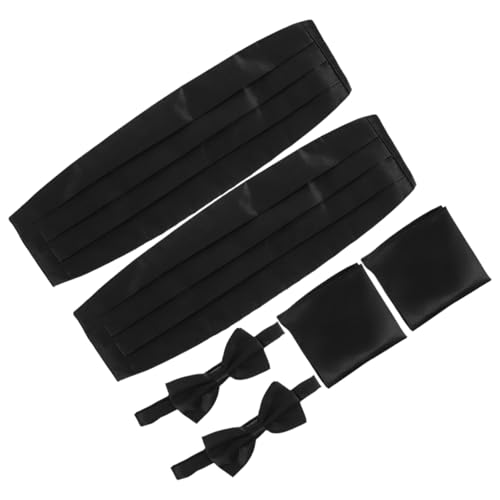 Set de fajín y pajaritas preanudadas para hombre, negro