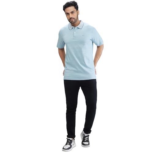 Image of Colorplus Men's Comfort Fit Solid Pattern Pure Cotton Plain Collar Half Sleeve Casual T-Shirt