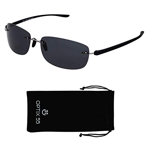 Optix 55 Rimless Bifocal Sunglasses For Men & Women - Lightweight Invisible Line Reader Sunglasses - 100% Uv Ray Sun Protection Stylish Reading Glasses (+100) #TOP24