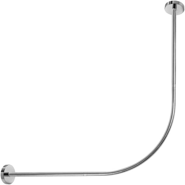 Hershii Adjustable Curved Shower Curtain Rod Wall Mounted Bathroom Corner Curtain Hanger Pole Arched Bath Metal Shower Rail Bar (31.5-39.37) x (31.5-39.37) Inch, Drilling to Install