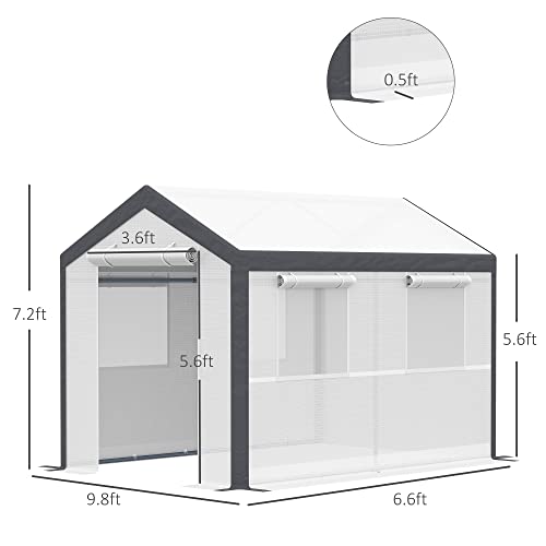 Outsunny 10' L X 7' W X 7' H Outdoor Walk-In Tunnel Greenhouse Garden Warm Hot House With Roll Up Windows, Zippered Door, & Weather Cover #TOP2