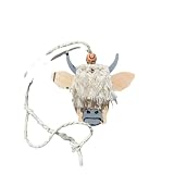 Highland Cow Air Freshener Macrame Wooden Rear View Mirror Hanging Car Charm
