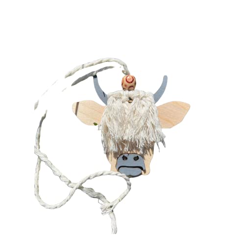 Highland Cow Air Freshener Macrame Wooden Rear View Mirror Hanging Car Charm #TOP24