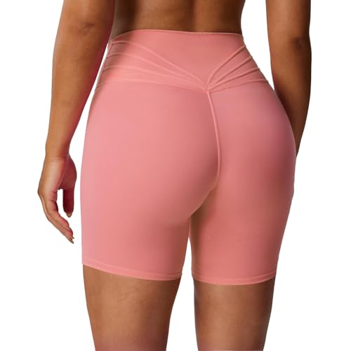 Image of Aoxjox Trinity Workout Biker Shorts for Women Tummy Control High Waisted Exercise Athletic Gym Running Yoga Shorts 6 inch
