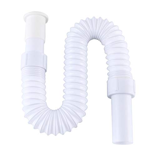 Flexible Extension Drain Pipe, Angle Simple Flexible 1-1/4" Extension Hose, Bathroom Sink Expanded Tube, Lavatory Sink Tailpiece, Tail Pipe Extension For Vessel Sink, Length Of 14-9/16" To 33-1/16" #TOP2